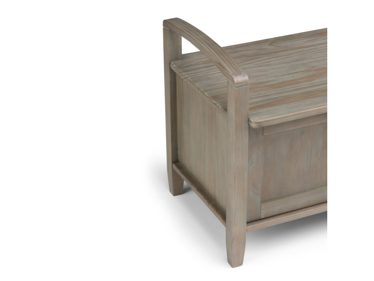 Simpli Home Warm Shaker Entryway Storage Bench, Distressed Gray, large