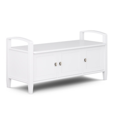Simpli Home Warm Shaker Entryway Storage Bench, White, large