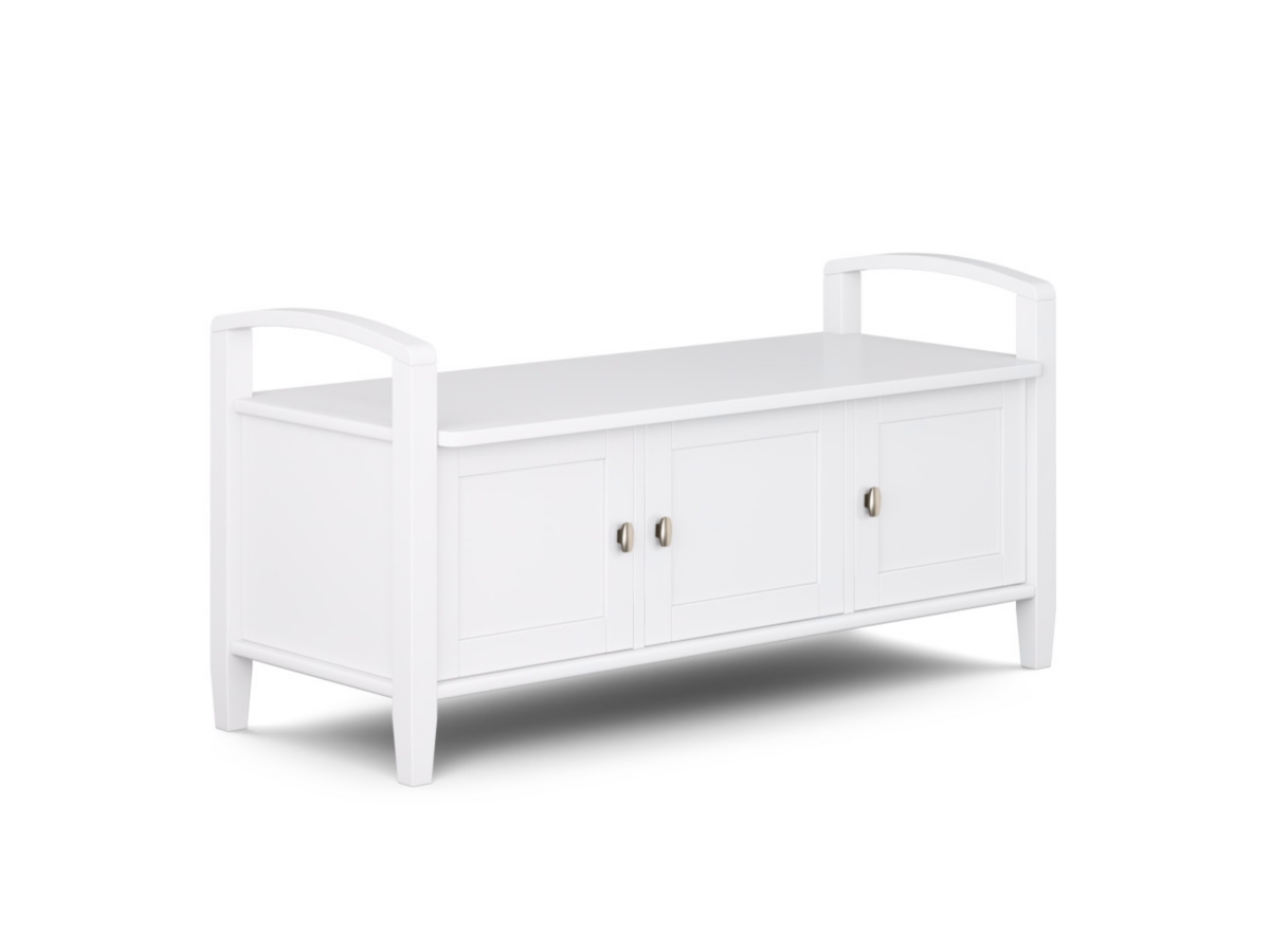 Simpli Home Warm Shaker Entryway Storage Bench, White, large
