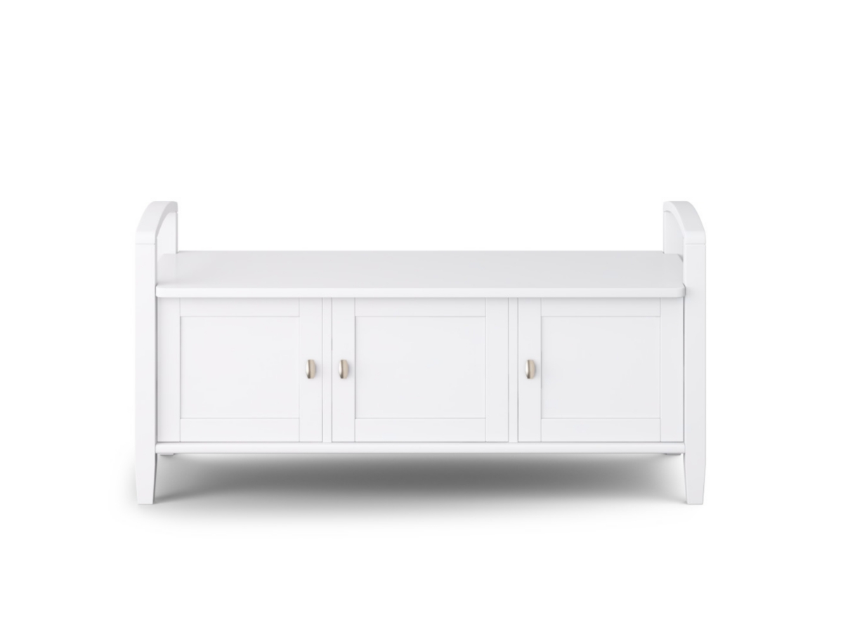 Simpli Home Warm Shaker Entryway Storage Bench, White, large