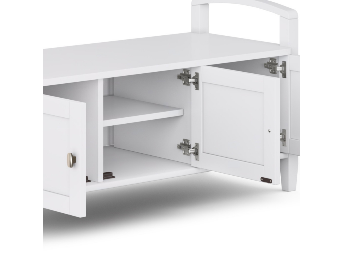 Simpli Home Warm Shaker Entryway Storage Bench, White, large