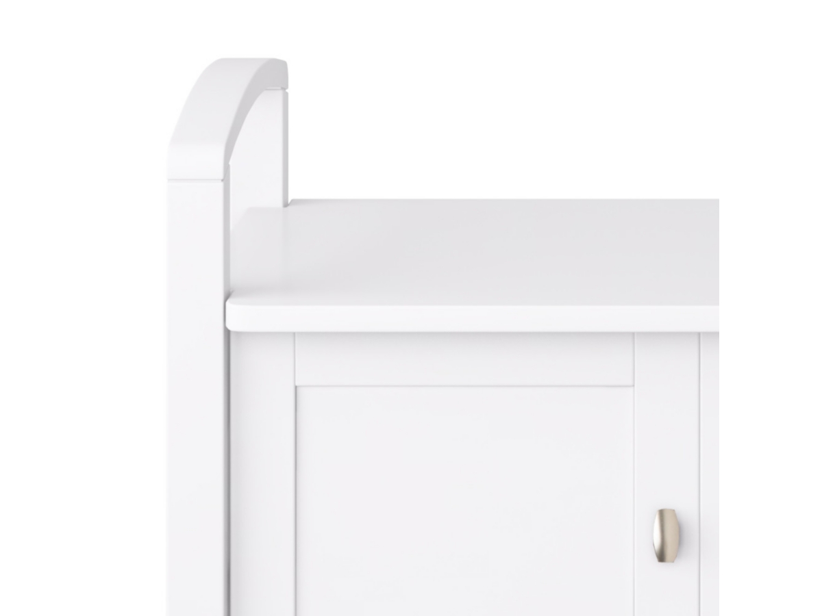 Simpli Home Warm Shaker Entryway Storage Bench, White, large