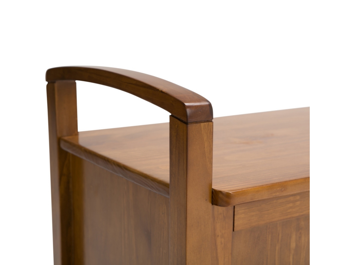 Simpli Home Warm Shaker Entryway Storage Bench, Light Golden Brown, large