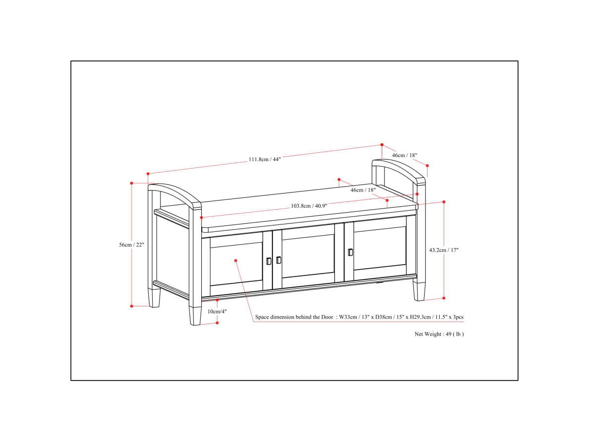 Simpli Home Warm Shaker Entryway Storage Bench, Light Golden Brown, large