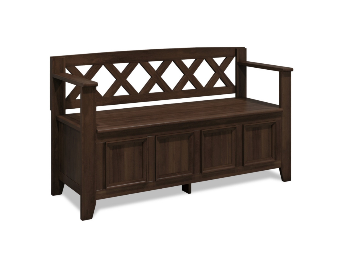 Simpli Home Amherst Entryway Storage Bench, Natural Aged Brown, large
