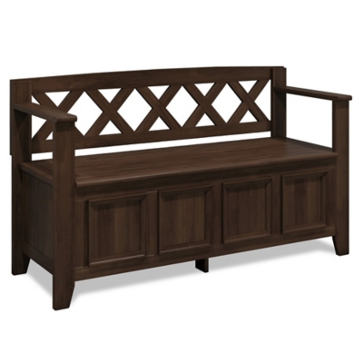 Simpli Home Amherst Entryway Storage Bench, Natural Aged Brown, large