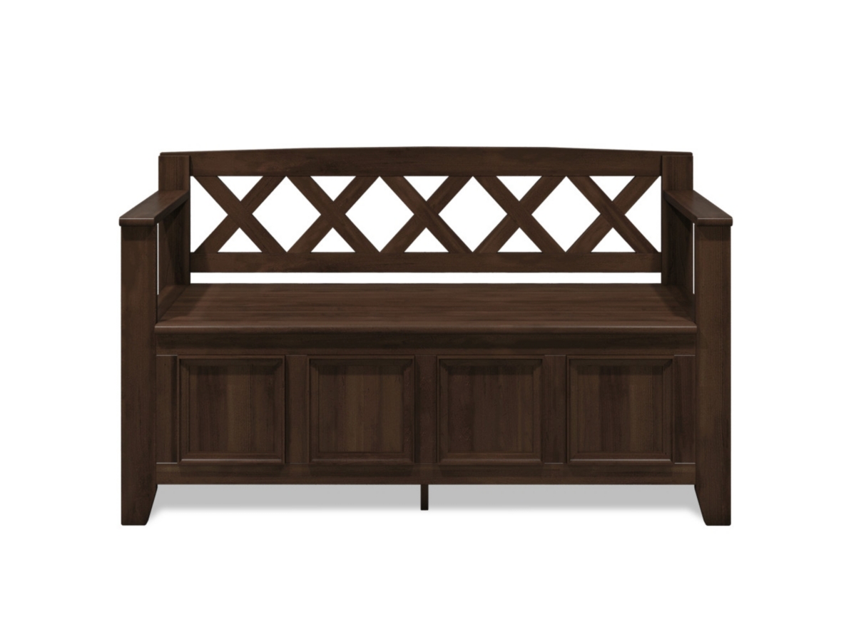 Simpli Home Amherst Entryway Storage Bench, Natural Aged Brown, large