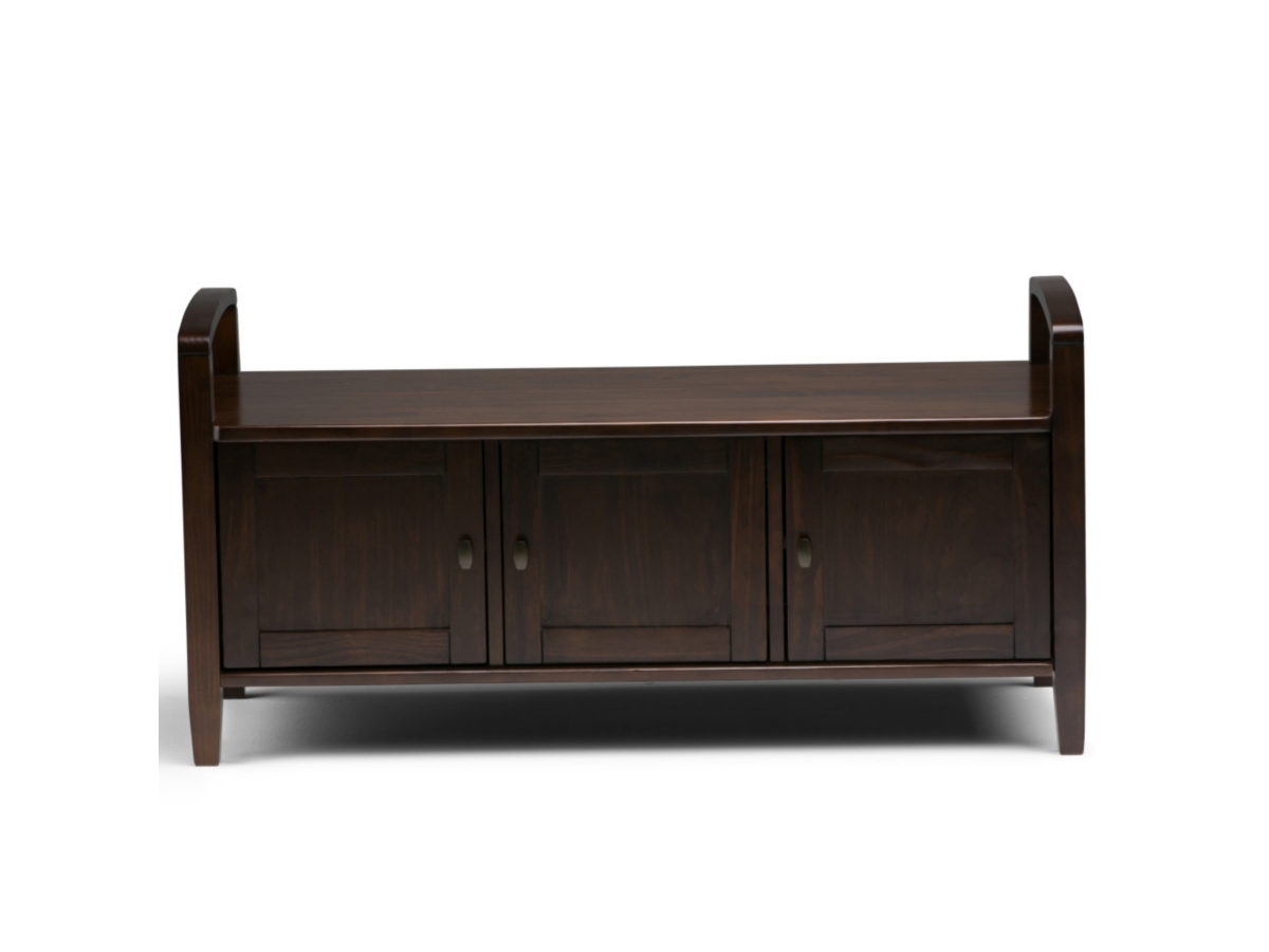 Simpli Home Warm Shaker Entryway Storage Bench, Tobacco Brown, large