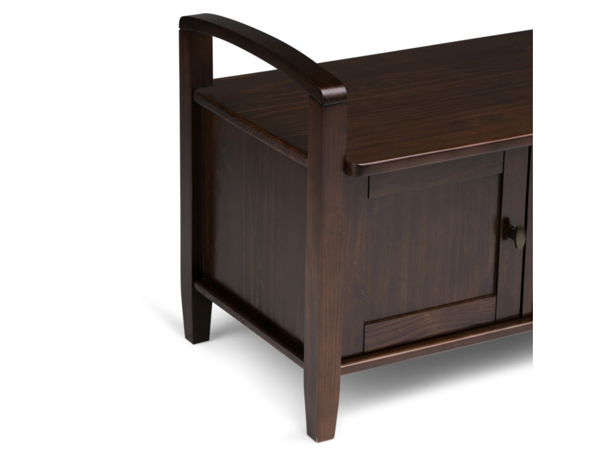 Simpli Home Warm Shaker Entryway Storage Bench, Tobacco Brown, large