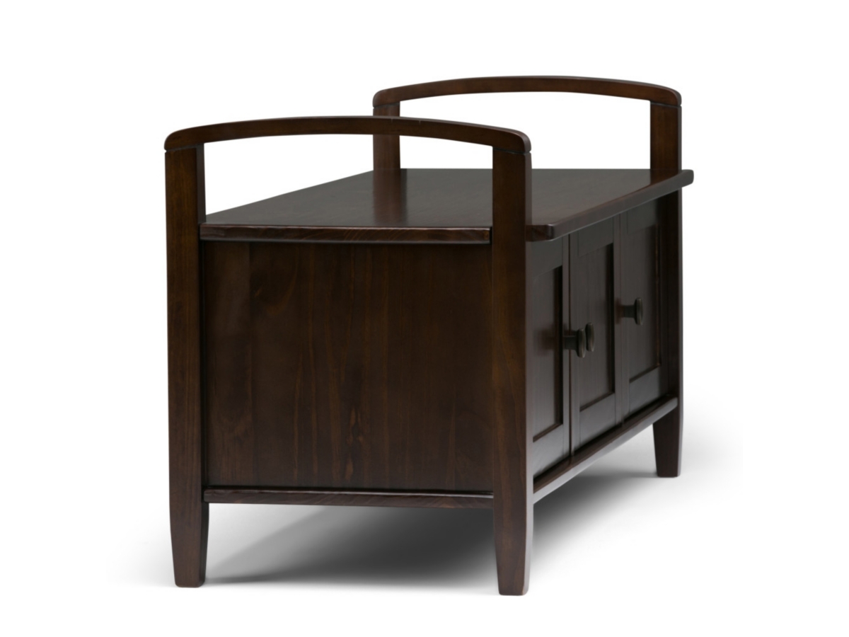 Simpli Home Warm Shaker Entryway Storage Bench, Tobacco Brown, large