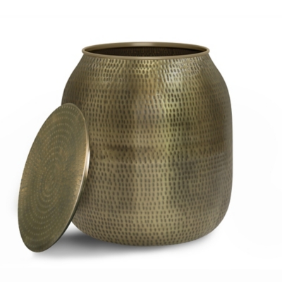 Simpli Home Griffen Storage Accent Side Table, Antique Gold, large