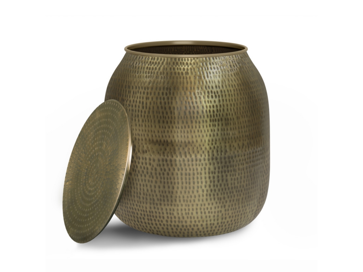 Simpli Home Griffen Storage Accent Side Table, Antique Gold, large