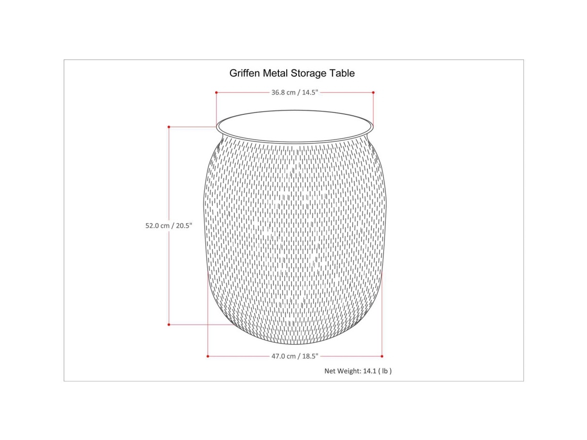 Simpli Home Griffen Storage Accent Side Table, Antique Gold, large