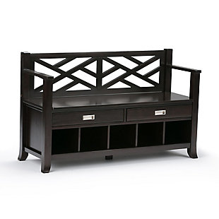 Simpli Home Sea Mills Entryway Storage Bench with Drawers and Cubbies, , large
