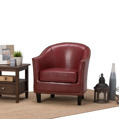 Simpli Home Kildare Tub Chair in Radicchio Bonded Leather, , rollover