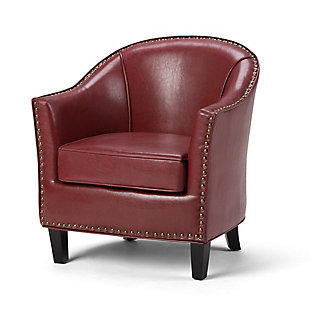 Simpli Home Kildare Tub Chair in Radicchio Bonded Leather, , large