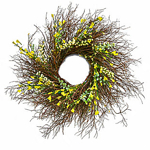 National Tree Company Spring Yellow Forsythia Wreath, Yellow, large