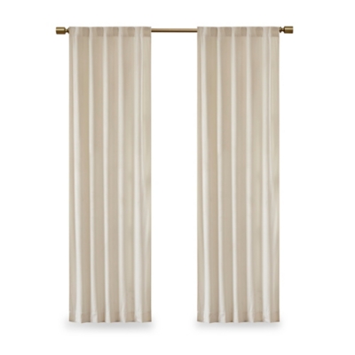 510 Design Colt Velvet Room Darkening Rod Pocket/Back Tab Window Panel Pair, Ivory, large