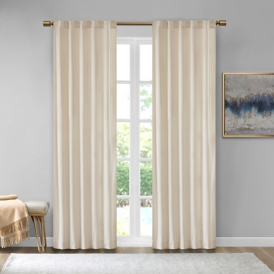 510 Design Colt Velvet Room Darkening Rod Pocket/Back Tab Window Panel Pair, Ivory, large