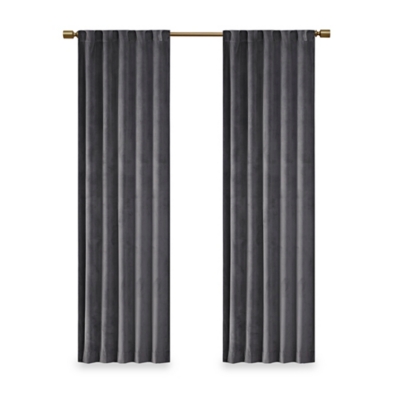510 Design Colt Velvet Room Darkening Rod Pocket/Back Tab Window Panel Pair, Charcoal, large
