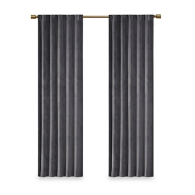 Bryce Room Darkening Poly Velvet Rod Pocket/Back Tab Curtain Panel Pair, Charcoal