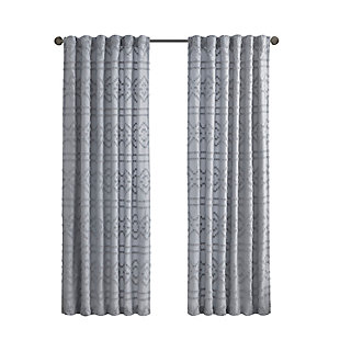 Intelligent Design Annie Solid Clipped Jacquard Window Curtain, Gray, rollover