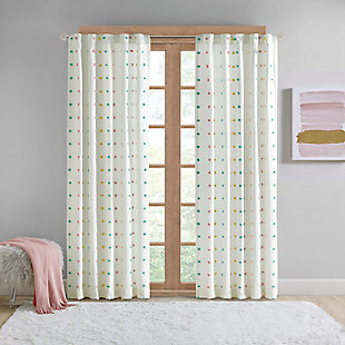 Intelligent Design Callie Cotton Jacquard Pom Pom Window Panel, Multi, large