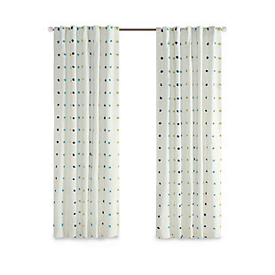 Intelligent Design Callie Cotton Jacquard Pom Pom Window Panel, Green/Navy, rollover
