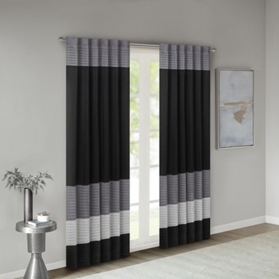 A600044996 Salem Polyoni Pintuck Curtain Panel, Black sku A600044996