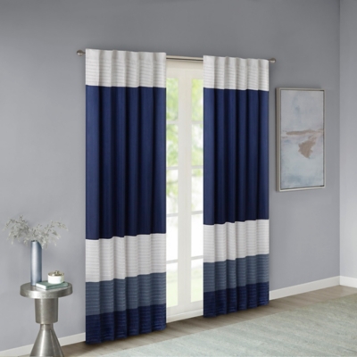 Salem Polyoni Pintuck Curtain Panel, Navy