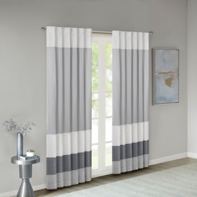 Salem Polyoni Pintuck Curtain Panel, Gray