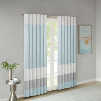 A600045005 Salem Polyoni Pintuck Curtain Panel, Aqua sku A600045005