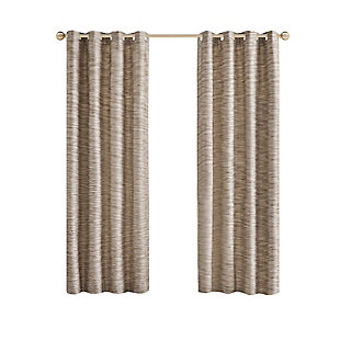 Madison Park Cameron Yarn Dyed Texture Grommet Top Curtain Panel, Mocha, rollover