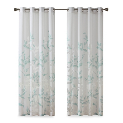 A600045080 Rosalie Burnout Printed Curtain Panel, Aqua sku A600045080