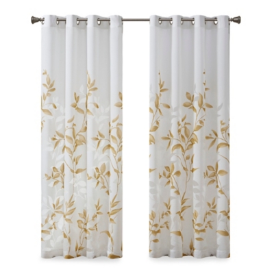 Rosalie Burnout Printed Curtain Panel, Yellow