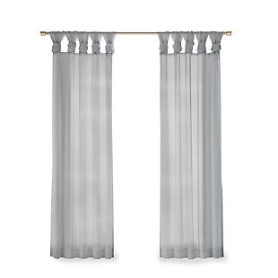 Madison Park Ceres Twist Tab Voile Sheer Window Pair, Light Gray, rollover