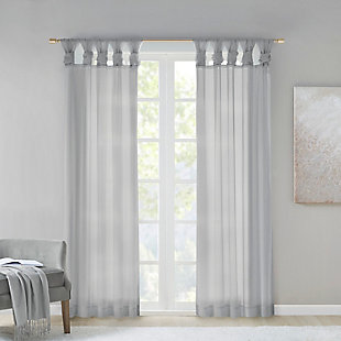 Madison Park Ceres Twist Tab Voile Sheer Window Pair, Light Gray, large