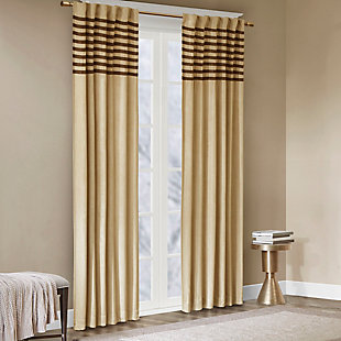 Madison Park Dune Microsuede Striped Window Curtain Pair, Beige, rollover