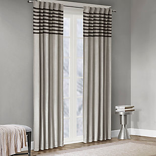 Madison Park Dune Microsuede Striped Window Curtain Pair, Gray, rollover
