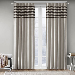 Madison Park Dune Microsuede Striped Window Curtain Pair, Gray, large