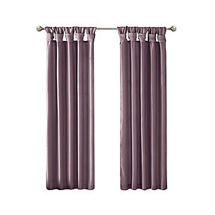 Madison Park Emilia Twist Tab Lined Window Curtain, Purple, rollover