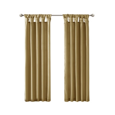 Lillian Twist Tab Lined Window Curtain Panel, Bronze