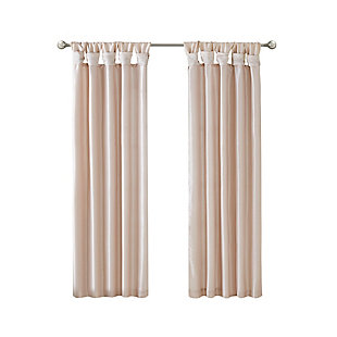 Give your home a decorator’s touch with the Madison Park Emilia Window Curtain. Made from a faux silk fabric, this elegant window curtain features a DIY twist tab top finish that creates rich, deep folds for a professional look. Added lining offers more  privacy and a fuller appearance, while the luxurious sheen and soft blush tone provides a touch of sophistication to your decor. Easy to hang, this tab top curtain turns any room into a gorgeous getaway. Hanging instructions are included. Fits up to a 2" diameter rod.Imported | Diy twisted tab top finish window curtain panel | Faux silk sheen base fabric | Added lining for privacy and better drapability | Need to purchase 2 curtains for each window | Machine washable