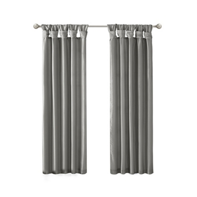 Lillian Twist Tab Lined Window Curtain Panel, Charcoal