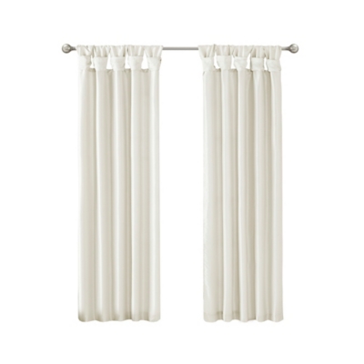 Lillian Twist Tab Lined Window Curtain Panel, White