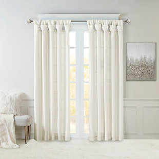 Madison Park Emilia Twist Tab Lined Window Curtain, White, large