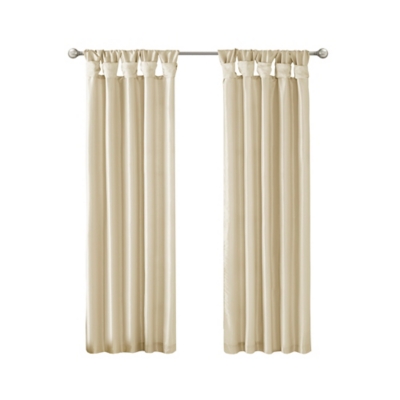 Lillian Twist Tab Lined Window Curtain Panel, Champagne