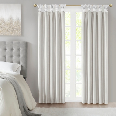 Madison Park Emilia Twist Tab Total Blackout Window Curtain, White, large
