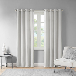 Madison Park Englewood Solid Piece Dyed Grommet Top Window Panel, Gray, large