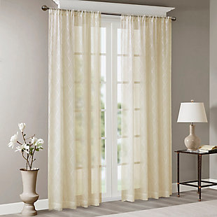 Madison Park Irina Diamond Sheer Window Curtain, Ivory, rollover